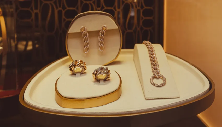Elegant gold jewelry display
