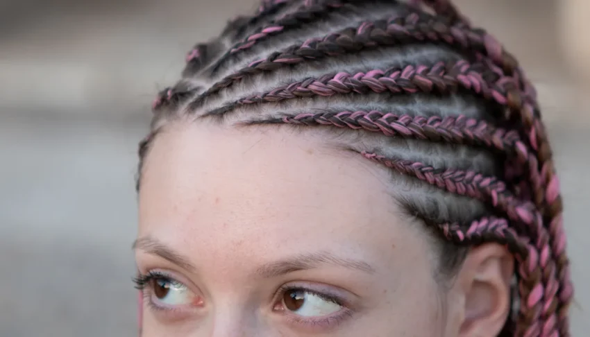 Close-up braided hairstyle
